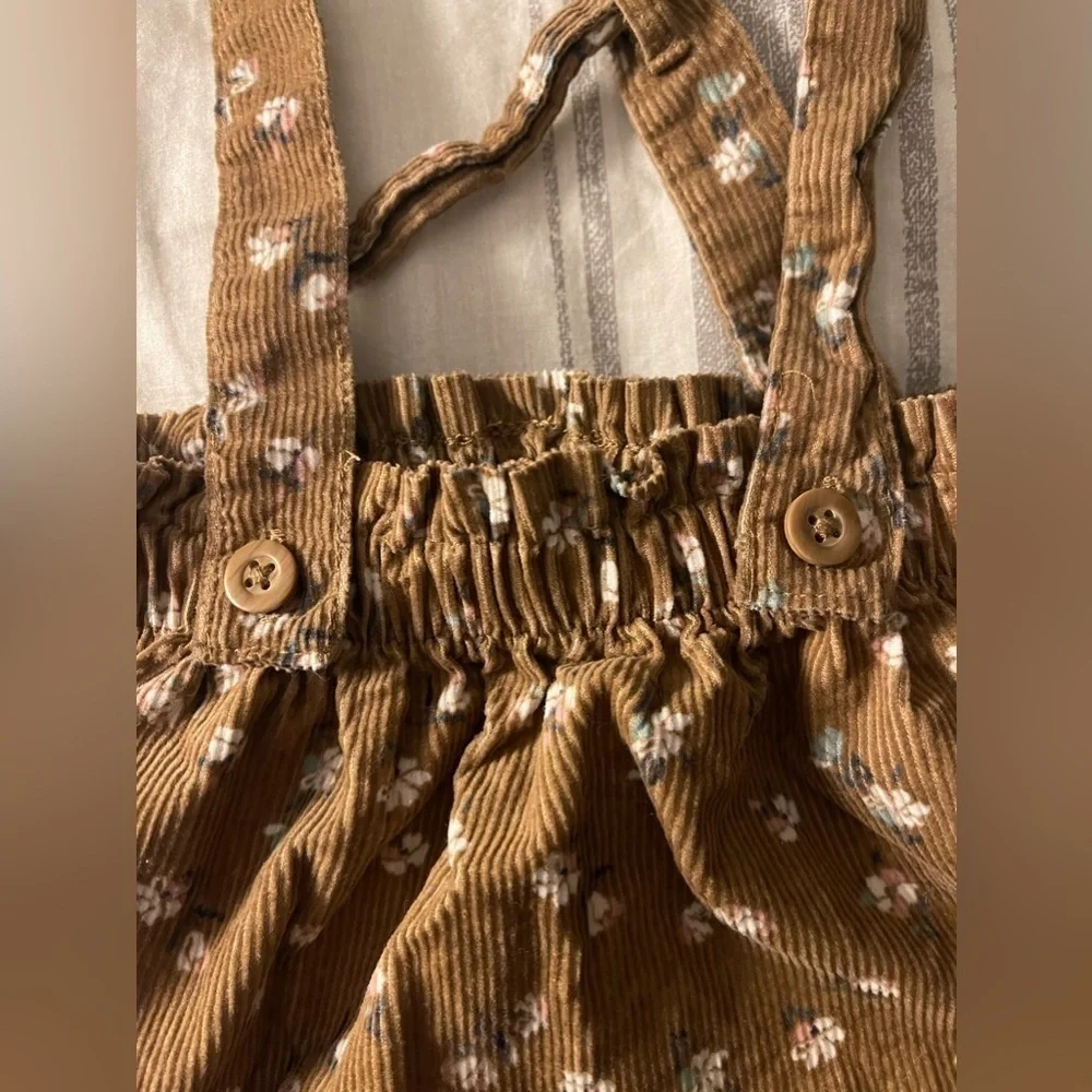 Carter’s | brown floral corduroy 3-piece dress outfit set | 6 mo